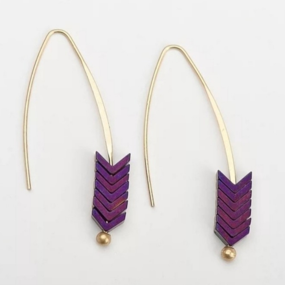 Natural Rock Earrings Purple